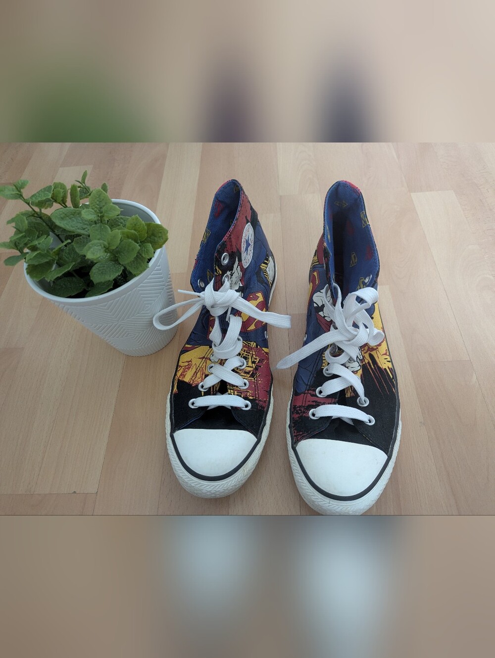 Converse Men's Superman High-Top Sneakers in Navy/Red/Yellow x1